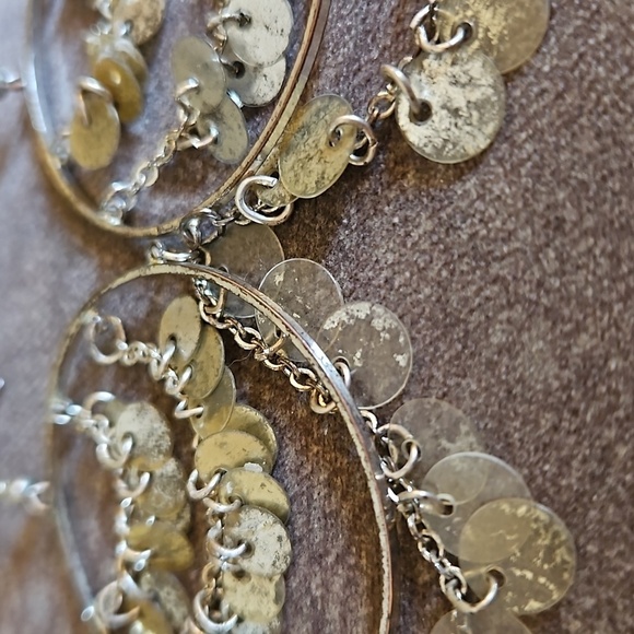 5/$25 VTG Hoop Sequin Chandalier Statement Dangle Hook Disco Earrings FLAWED - Picture 4 of 5